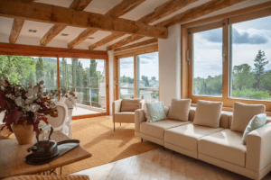Decoración de ventanas de madera, suelos y carpintería de madera